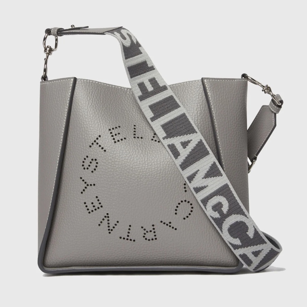 Stella McCartney Gray Shoulder Bag with Logo Strap